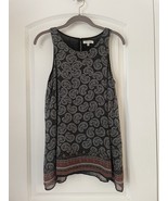 Max Studio Size S Sleeveless Black And White Geometric Paisley Design Top - $11.88