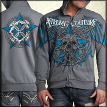 Xtreme Couture Deputy Chain Skull Mens Long Sleeve Zip Front Hoodie Silver S-3XL - £81.87 GBP
