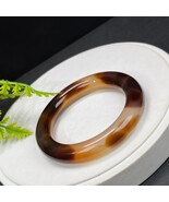 Rare Warm Brown Hues Agate Bangle 55+MM High Icy Translucent Clean Chunk... - $346.99