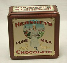 Hershey&#39;s Pure Milk Chocolate Metal Tin Can Box Vintage Advertising Edit... - $16.82