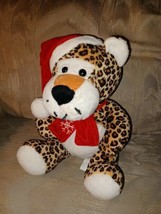 Hobby Lobby Cheetah Leopard Christmas Plush 10" Snowflake Scarf Santa Hat... - $17.82