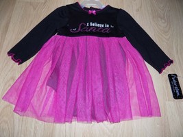 Size 9 Months Baby Glam I Believe in Santa Onepiece Tulle Skirt Pink Black New - £12.78 GBP