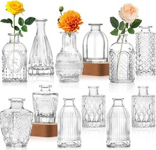 Glass Vase Bud Vase In Bulk Set Of 12，Small Vintage Flower, Home Wedding Party - £33.07 GBP