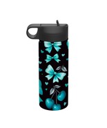 Teal Cherry &amp; Bow Design, Stainless Vacuum Insulated Tumbler 18oz, FreeShip - $627.03 MXN