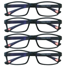 4 Packs Unisex Rectangular Frame Reading Glasses Classic Readers for Men Women - £8.03 GBP