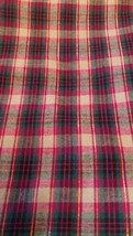 SEWING Vtg Christmas Plaid Fabric Red &amp; Green W/Metallic Gold Lifhtweight 72x22 - £6.23 GBP
