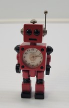 *C51) Vintage Retro Tokyo Bay Mini Red Metal Robot Time Quartz Clock - $49.49