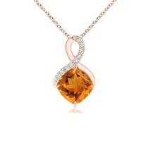 ANGARA 0.9 Ct AAA-Grade Citrine Infinity Pendant with Diamonds in 14K Solid Gold - £318.66 GBP