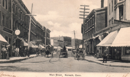 Norwalk Connecticut Main Street Police Man Postcard 1905 - $9.39