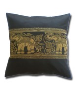 Black Cushion Pillow Case motif Roses 40x40cm/15.5x15.5in Thai Silk Bed ... - $167.74 MXN