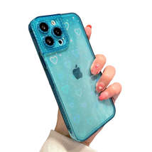 Anymob iPhone Sky Blue Holographic Love Heart Clear Phone Case Transparent Cover - £19.50 GBP