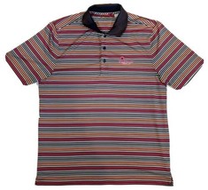 Mens Golf Polo Size Large Horizontal Stripes Colorful Rainbow - $16.00