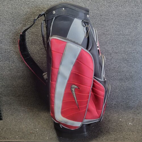 Primary image for Nike Tour Golf Cart Trolley Bag Red EUC 14-way Divider W/ Rain Hood