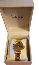Nicole Miller Womens Watch Analog Gold Tone Round Face Boxed - $28.51