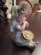 Sitting Piano Girl With Fruit Basket German Bisque Figurine Probably Heubach[A A] - £75.00 GBP