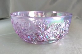 FENTON Verlys Holophane Opalescent Pink Rose Floral Glass Bowl - $29.30