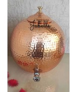Pure Copper Hammered Design Matka &amp; Lid With Brass Tap and Knob, Drinkwa... - £162.76 GBP