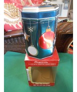 Great STOCKMEYER Musical Tin (Empty)...Blue with Red &amp; White Christmas B... - £12.13 GBP