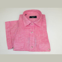 Men's Ciazzo Turkey 100% Linen Breathable Shirt Short Sleeves #Linen 29 Pink image 5