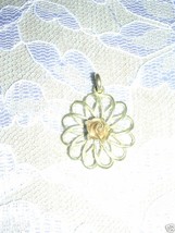 PRETTY ROSE FLOWER INSIDE FLORAL PENDANT STERLING SILVER - $16.80 CAD