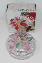 Savoir Vivre Holiday Spirit Poinsettia Round Glass Covered Dish WY064/505 - £13.86 GBP
