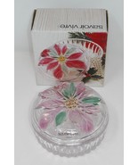 Savoir Vivre Holiday Spirit Poinsettia Round Glass Covered Dish WY064/505 - £13.84 GBP