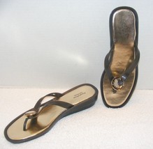 Simply Vera Vera Wang Bauble Black &amp; Gold Flip Flop Rhinestone Sandals Sz 10 Guc - £19.68 GBP