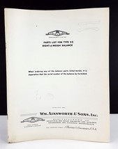 Vintage Ainsworth and Sons Right-A-Weigh Balance Type SC Parts List Booklet - £6.96 GBP