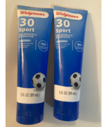 2 SPF sunscreen lotion Walgreens 30 Sport UVA UVB 3 fl oz total 6 oz fre... - $13.59