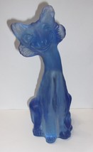 Fenton Glass Kimberlight Blue Satin Alley Cat Figurine by Mosser Glass - £141.37 GBP