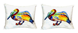 Pair of Betsy Drake Gertrude Pelican No Cord Pillows 16 Inch X 20 Inch - £63.30 GBP
