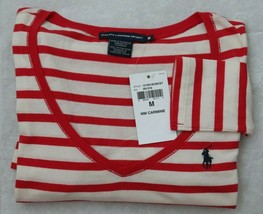 Ralph Lauren Sport Women`s Shirt Top M Slim Fit White Red Striped Cotton... - £35.96 GBP