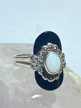 onyx opal Ring marcasites Art Deco style  mourning sterling silver women - £85.46 GBP