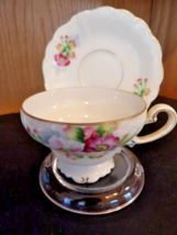 Occupied Japan White Floral Demitasse Teacup &amp; Saucer - £6.74 GBP