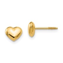14K Yellow or White Gold Kids Puffed Heart Earrings - £110.48 GBP