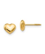 14K Yellow or White Gold Kids Puffed Heart Earrings - $246.17 CAD