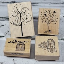 Birds Cages Trees Nature Lotof 4 Rubber Stamps - £12.40 GBP