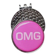 " OMG " OH MY GOD HAT CLIP WITH CRESTED PINK GOLF BALL MARKER. - $7.99