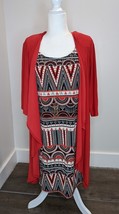 R&amp;M Richards NWT Women&#39;s 10P Red 2 Piece Dress And Cardigan Set BX - £31.57 GBP