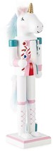 Wooden Christmas Nutcracker, 14&quot;, Pink,Red,White Unicorn With Candy Cane 603, Np - £28.35 GBP