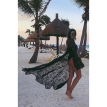 BOHO Beach Dress Black Bikini cover up Long maxi robe swimwear Swim Dres... - £42.94 GBP