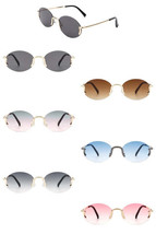Retro Rimless Oval Fashion Round Sunglasses - £12.64 GBP