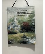 Thomson Kinkade Light Up Tapestry Wall Hanging Hometown Chapel 18” H X 1... - $33.15