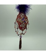JCPenney Home Collection Teardrop Christmas Ornament Ornate Gold Red Pur... - $13.28 CAD