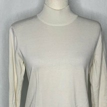 Vintage 90s Liz Sport Knit Sweater Womens M White Mock Neck Long Sleeves - £22.17 GBP