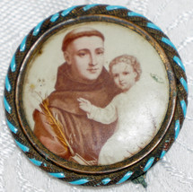 Pin / Brooch Anthony of Padua with the Child Jesus a Book and a Lily - £19.97 GBP
