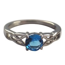 Celtic December Birthstone Ring Blue Cubic Zirconia Stainless Steel Band Sz 5-11 - £15.97 GBP