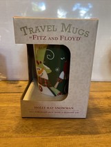 New Fitz &amp; Floyd Holly Hat Snowman Travel Coffee Cup Mug Porcelain  12 O... - £8.31 GBP