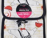 Set of 2 Same Printed Pot Holders (7&quot;x7&quot;) FAT CHEF WITH HOT SOUP, black ... - £6.34 GBP