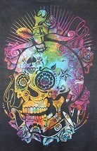 Traditional Jaipur Tie Dye Skull and Roses Poster, Indian Wall Decor, Hippie Tap - £14.13 GBP